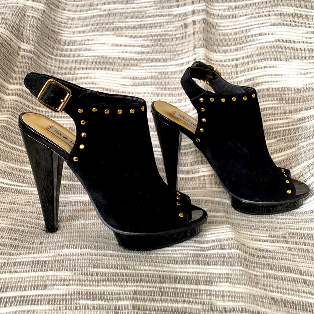 Steve Madden suede with gold studded heels